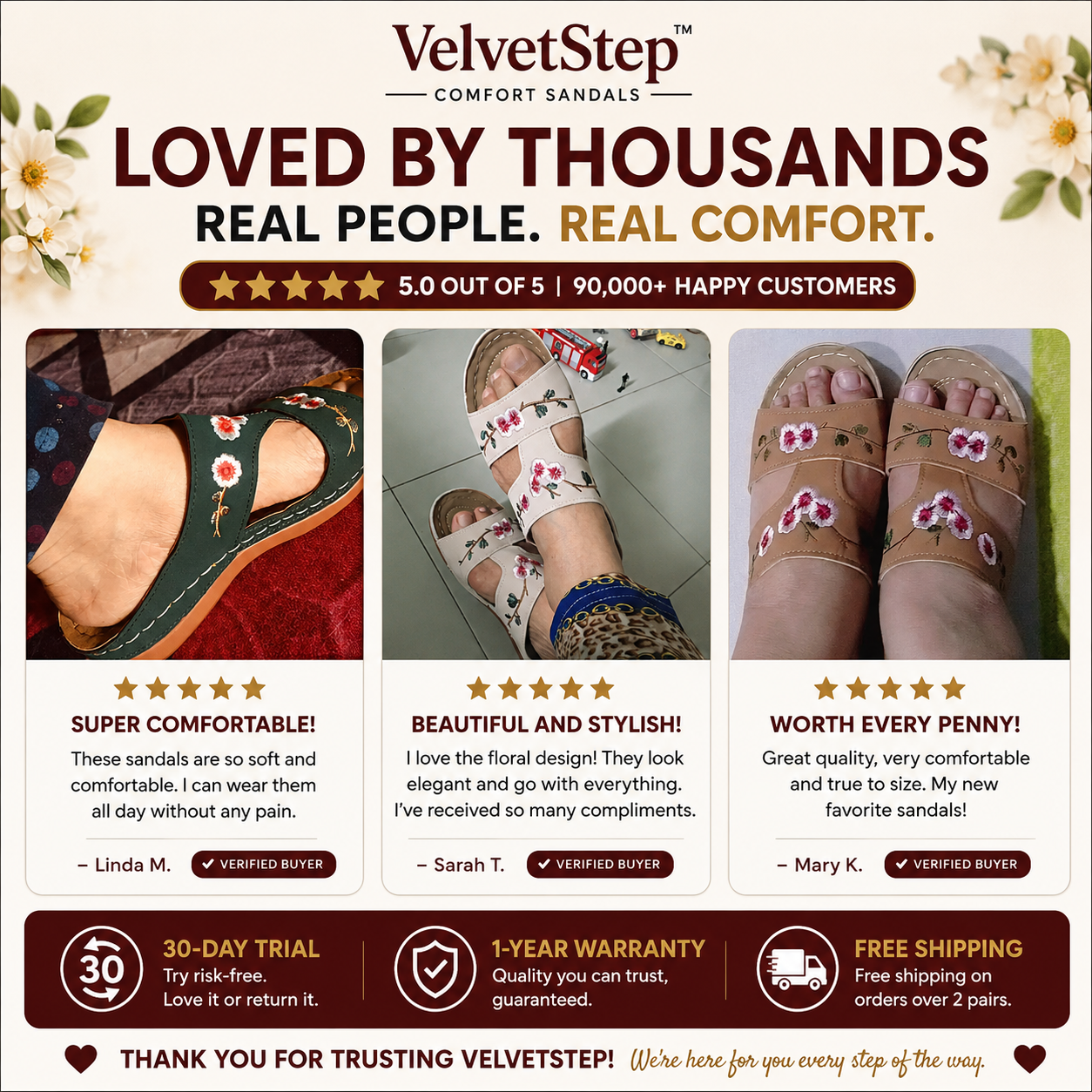 VelvetStep™ Comfort Sandals
