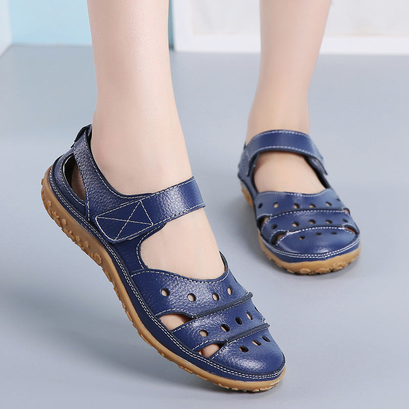 Women's Orthopedic Breathable Leather Walking Shoes with Velcro Strap
