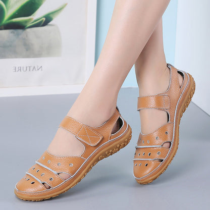 Women's Orthopedic Breathable Leather Walking Shoes with Velcro Strap