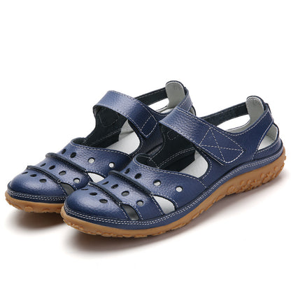 Women's Orthopedic Breathable Leather Walking Shoes with Velcro Strap