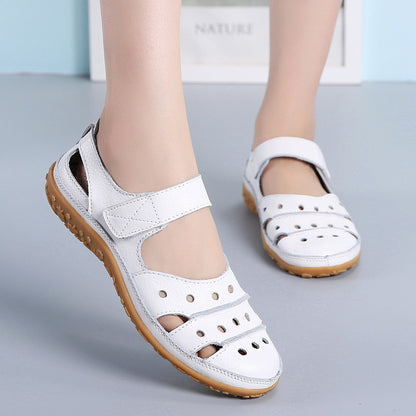 Women's Orthopedic Breathable Leather Walking Shoes with Velcro Strap