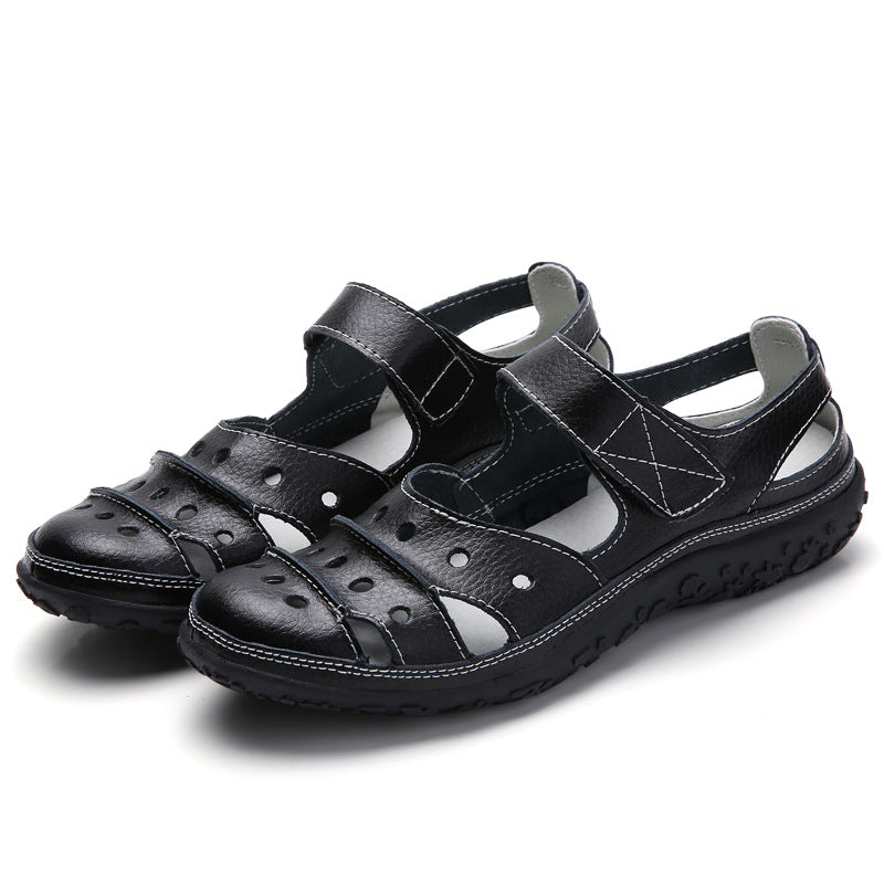 Women's Orthopedic Breathable Leather Walking Shoes with Velcro Strap