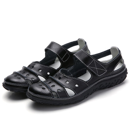 Women's Orthopedic Breathable Leather Walking Shoes with Velcro Strap