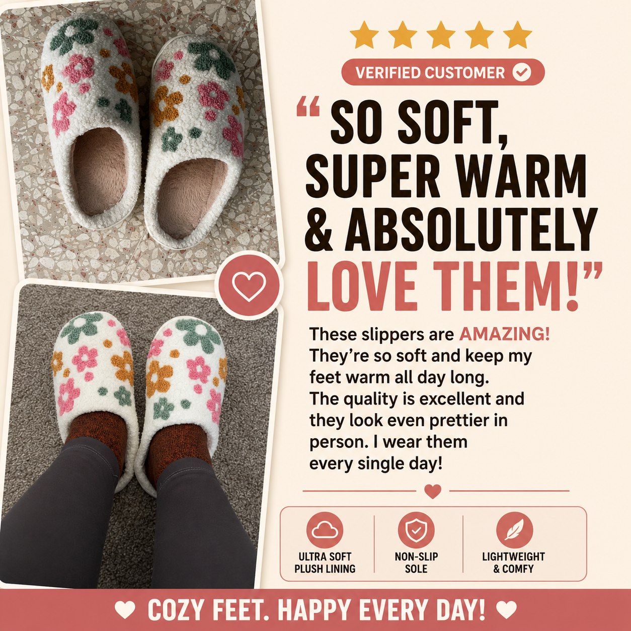 CozyBloom™ Plush Slippers