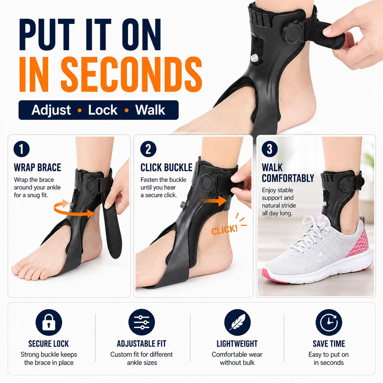 Drop Foot Support AFO Brace with Inflatable Airbag