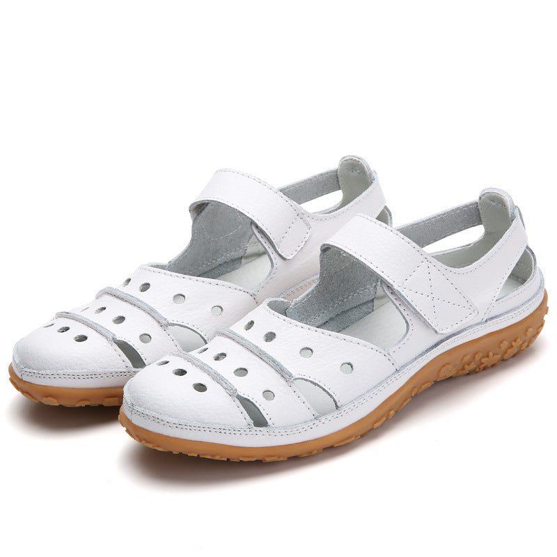 Women's Orthopedic Breathable Leather Walking Shoes with Velcro Strap