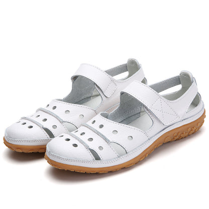 Women's Orthopedic Breathable Leather Walking Shoes with Velcro Strap