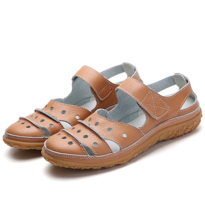 Women's Orthopedic Breathable Leather Walking Shoes with Velcro Strap