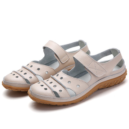 Women's Orthopedic Breathable Leather Walking Shoes with Velcro Strap