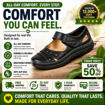 Women's Orthopedic Breathable Leather Walking Shoes with Velcro Strap