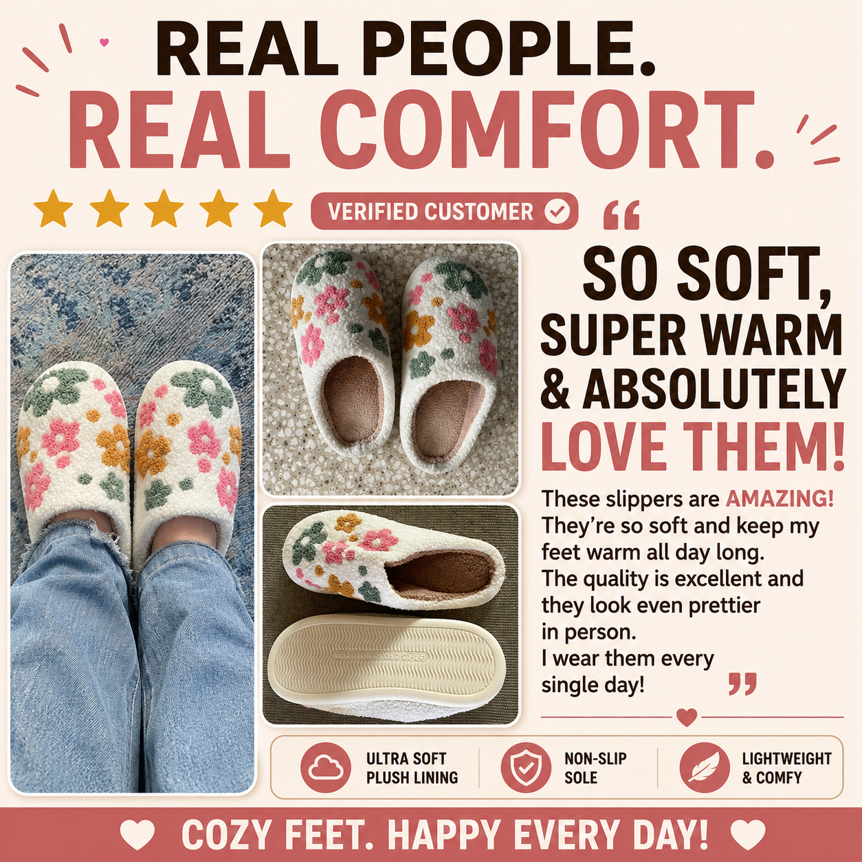 CozyBloom™ Plush Slippers