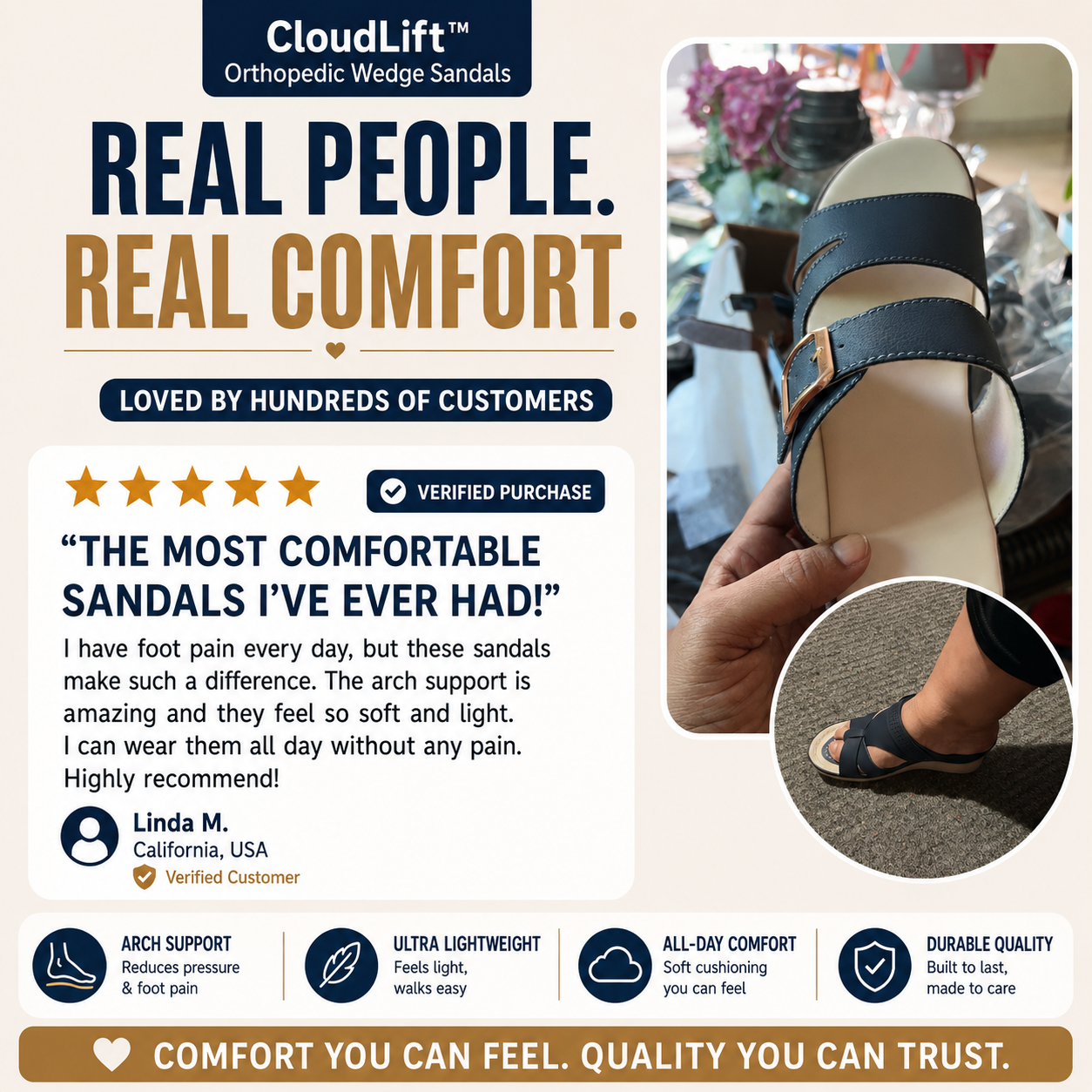 CloudLift™ Orthopedic Wedge Sandals