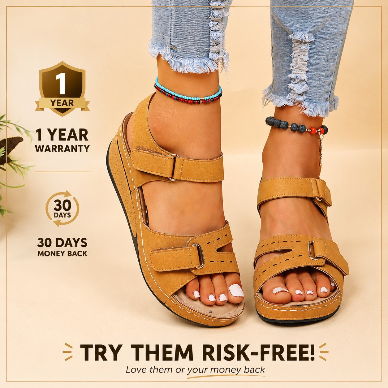 Large Size Peep Toe Roman Sandals for Women