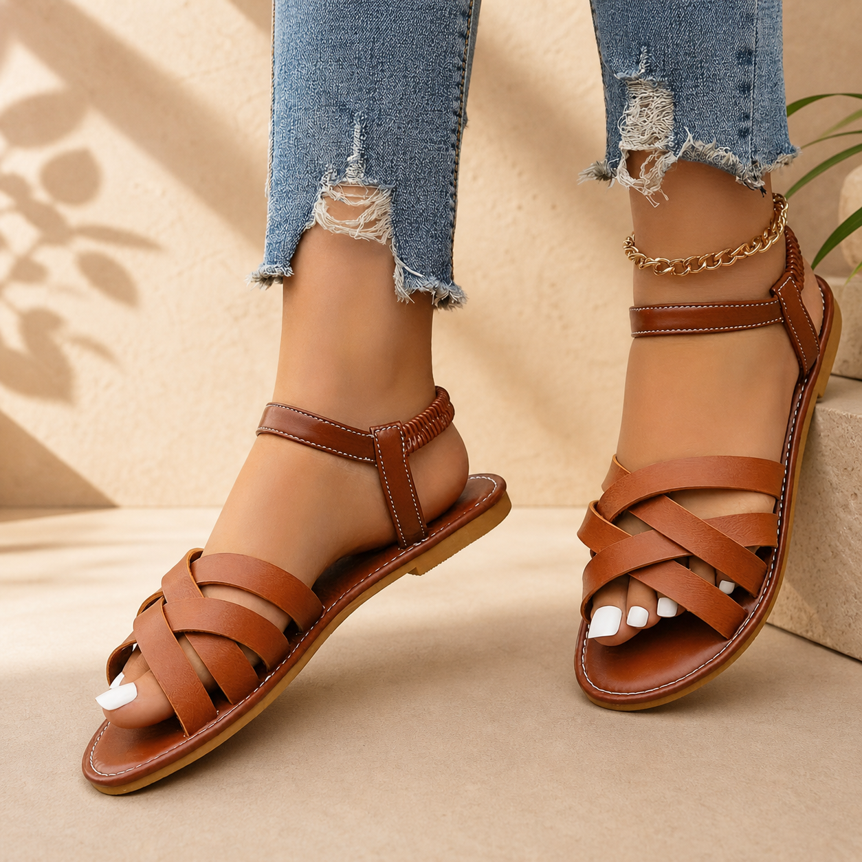 Elara™ Cross Strap Comfort Sandals.
