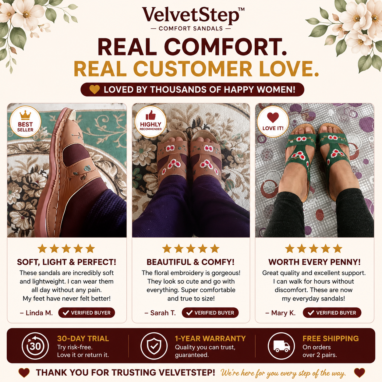VelvetStep™ Comfort Sandals