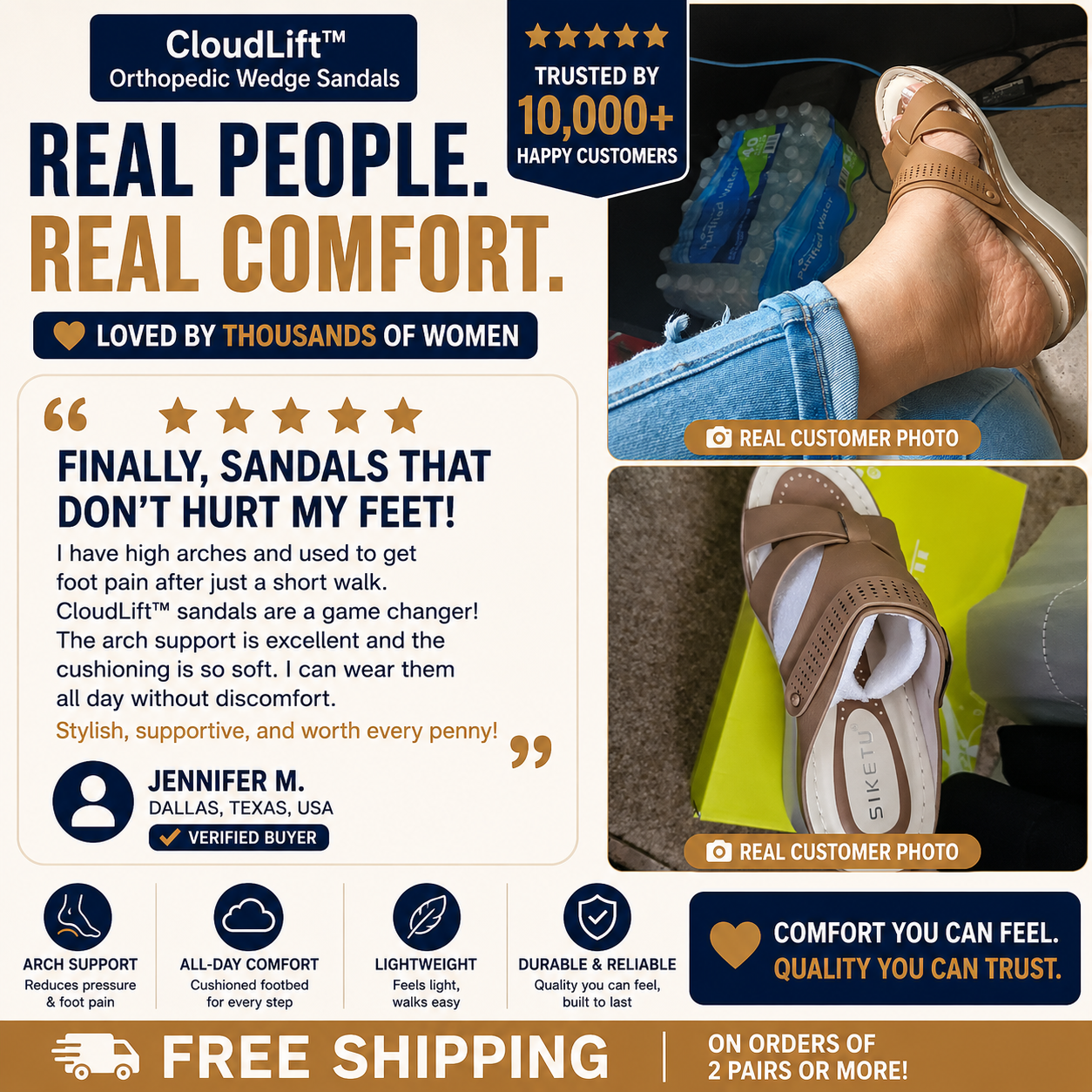 CloudLift™ Orthopedic Wedge Sandals