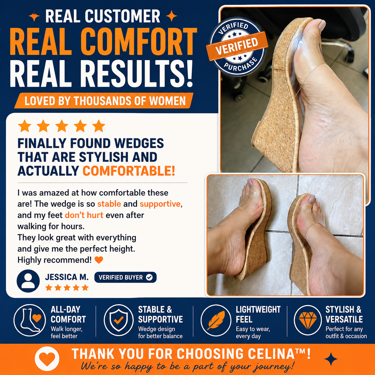 CELINA™ Clear Wedge Sandals