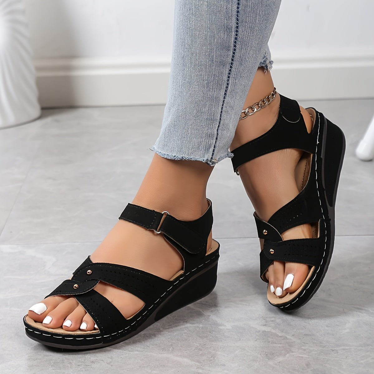 Orthopedic Wedge Sandals – All-Day Comfort, Arch Support & Adjustable Fit